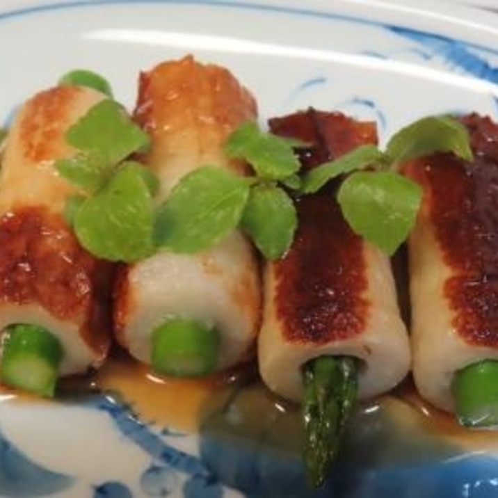 アスパラ詰め竹輪の照り焼き